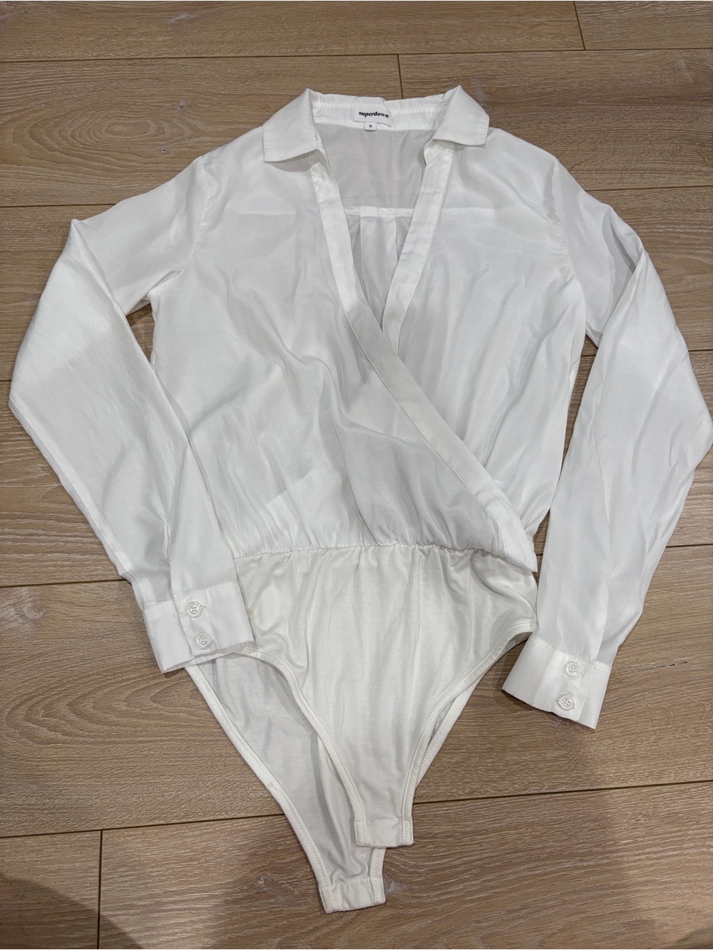 Superdown Presley surplice bodysuit White shirt bodysuit Size S - Picture 6 of 9